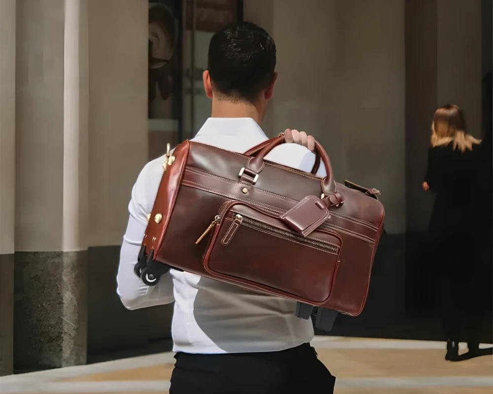 leather carry on luggage wheeled
