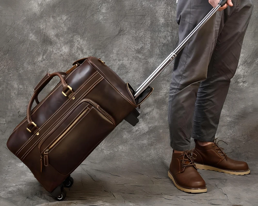 leather rolling carry on luggage