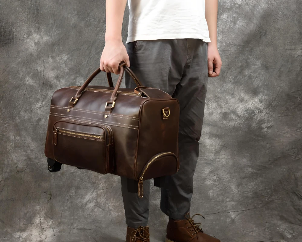 leather carry on luggage wheeled