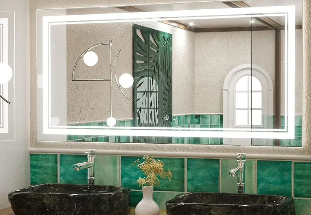 vanity with lighted mirror