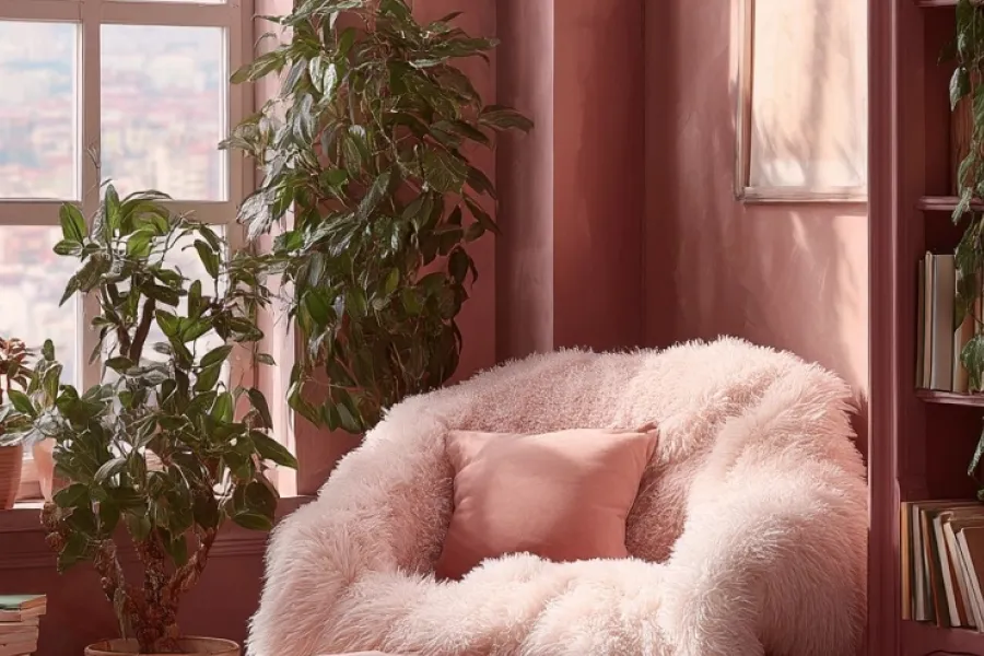 blush pink sofa